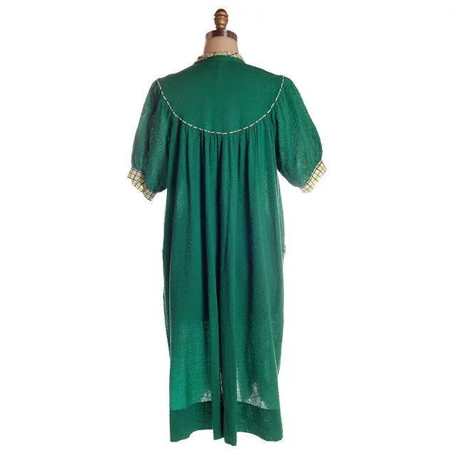 Vintage Green Seersucker Housecoat /Robe/Dress 1930s Any Sz