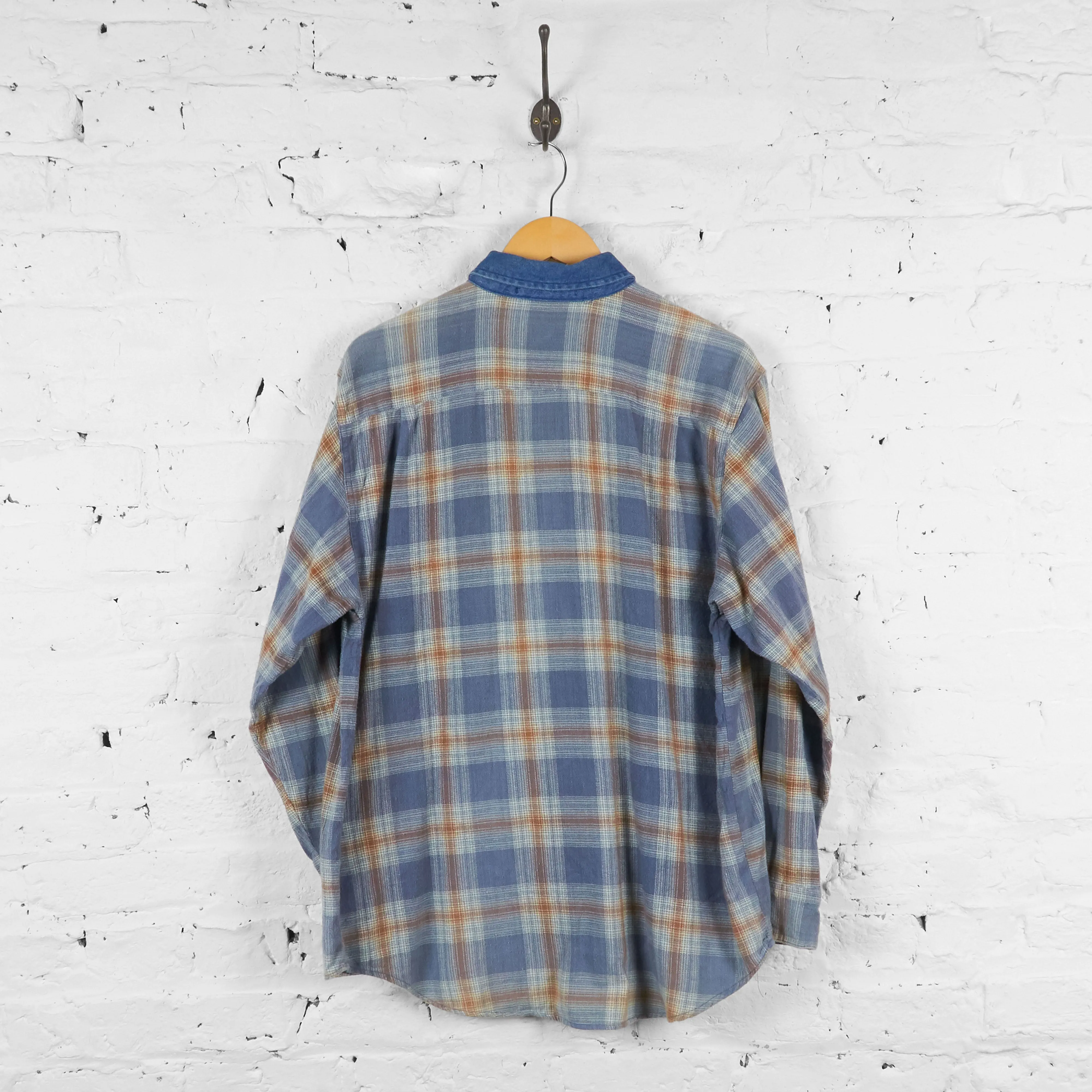Vintage Plaid Shirt - Blue/Brown - M