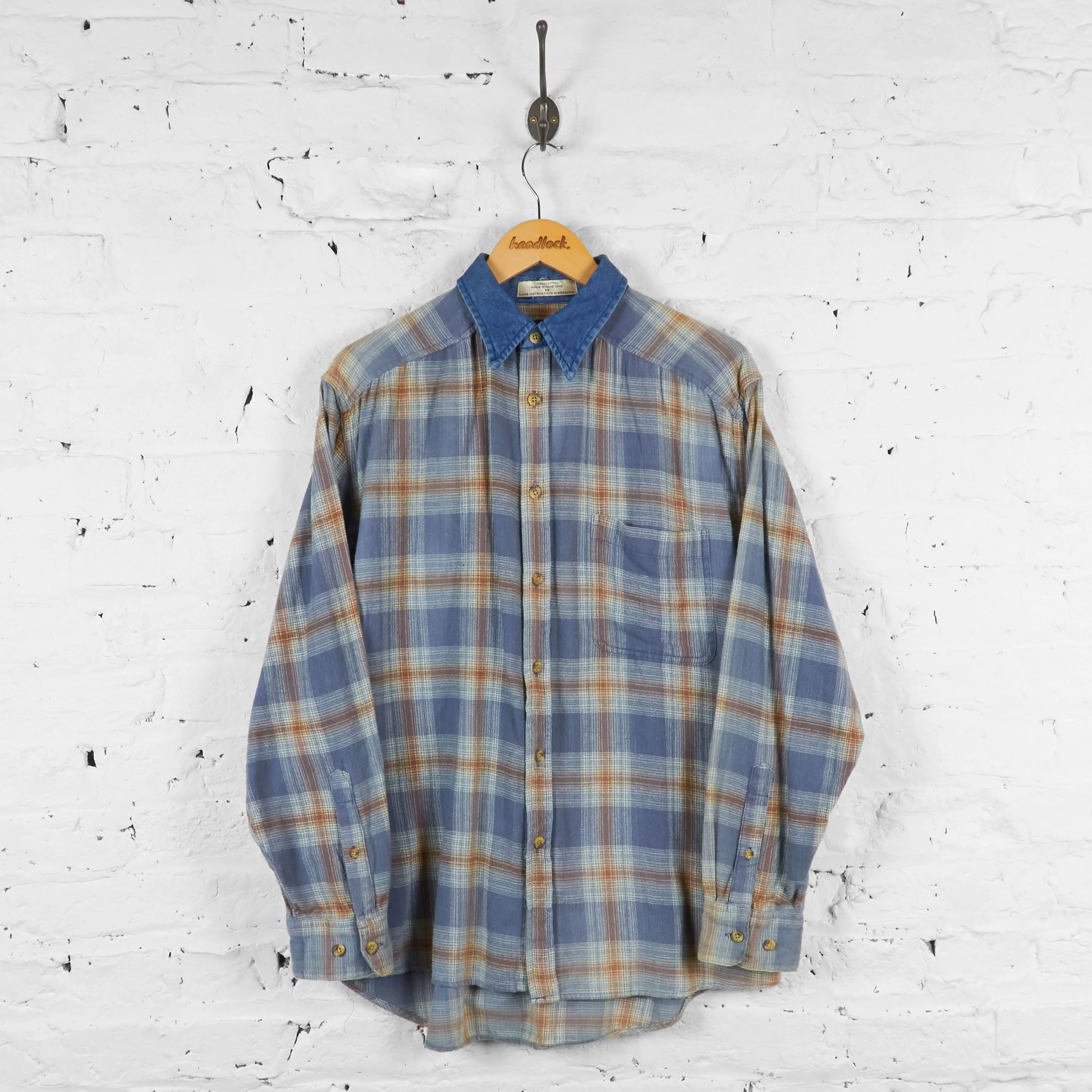 Vintage Plaid Shirt - Blue/Brown - M