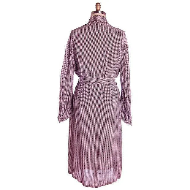 Vintage Unisex Rayon Robe Polka Dot Marvin-Tex 1940s Maroon M-L