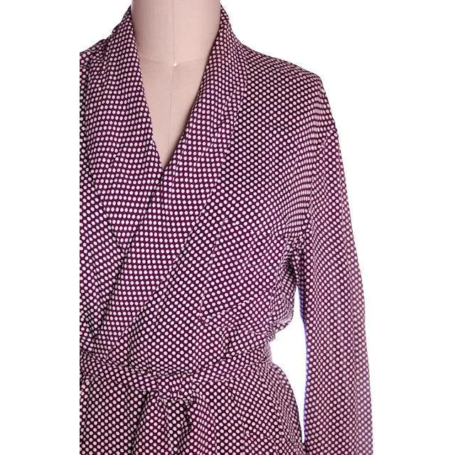Vintage Unisex Rayon Robe Polka Dot Marvin-Tex 1940s Maroon M-L