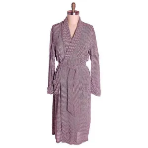Vintage Unisex Rayon Robe Polka Dot Marvin-Tex 1940s Maroon M-L