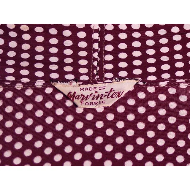 Vintage Unisex Rayon Robe Polka Dot Marvin-Tex 1940s Maroon M-L