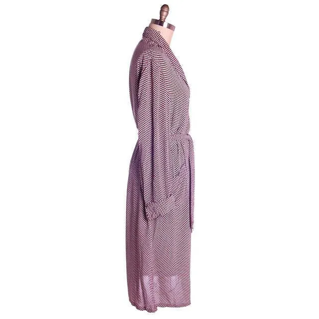 Vintage Unisex Rayon Robe Polka Dot Marvin-Tex 1940s Maroon M-L