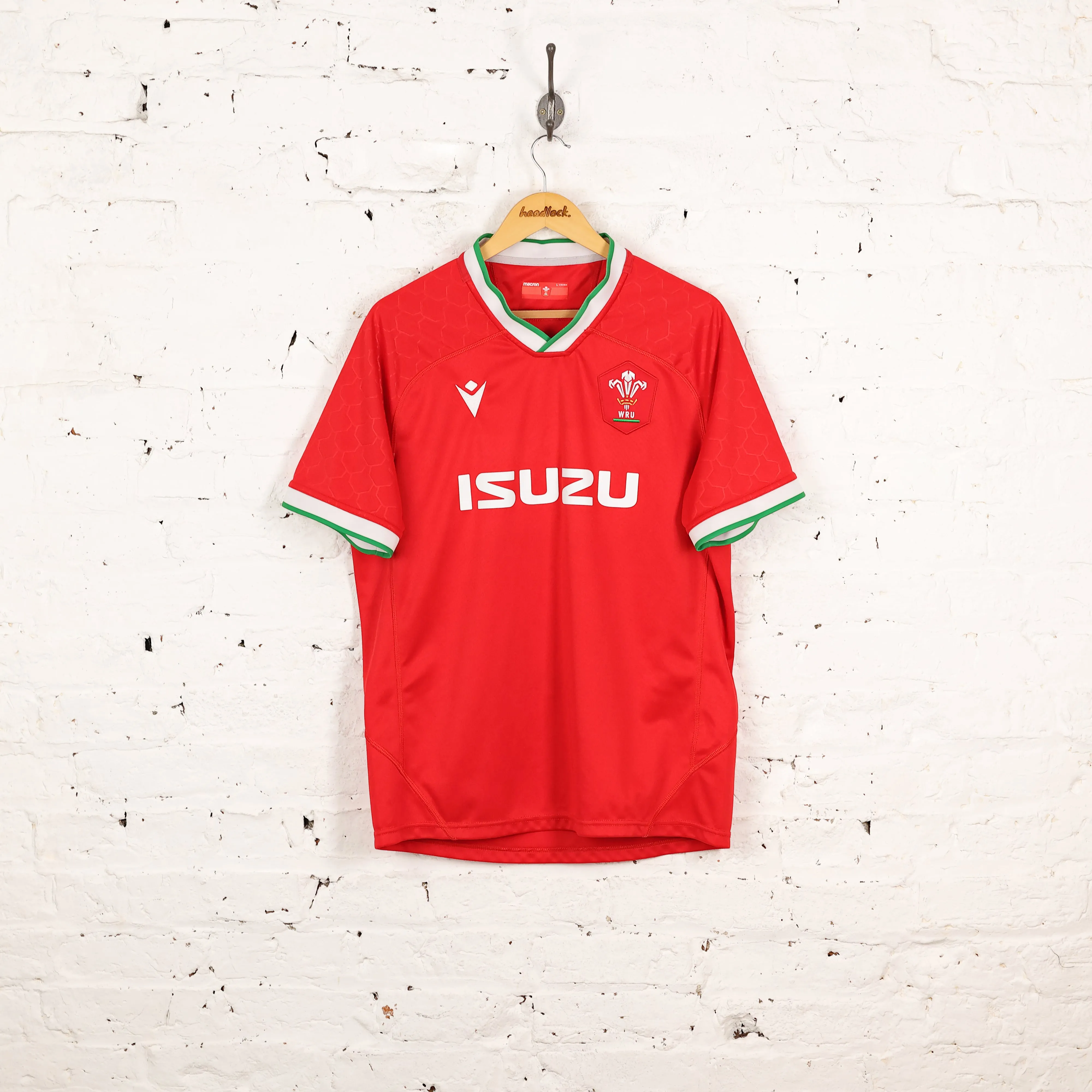 Wales Isuzu Macron 2018 Rugby Shirt - Red - L