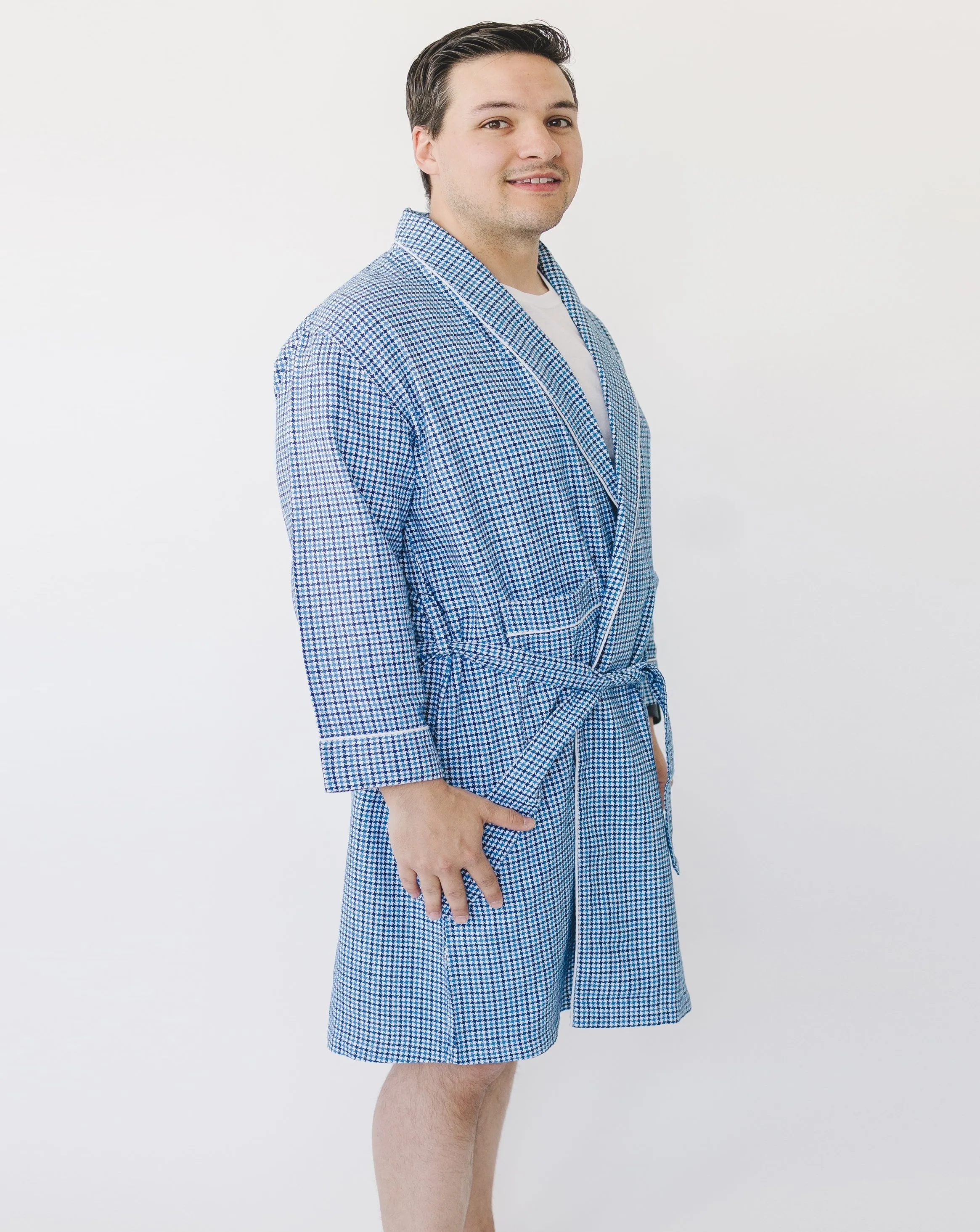 Walter Blue Houndstooth Men’s Robe
