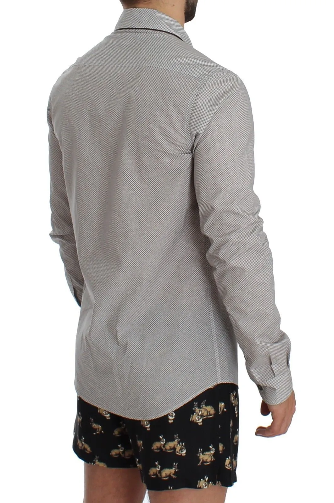 White Brown Cotton Pajama Shirt Sleepwear