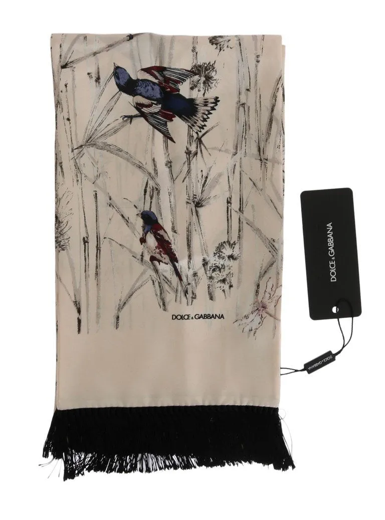 White Silk Bird Scarf