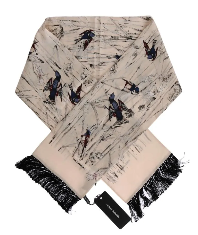 White Silk Bird Scarf