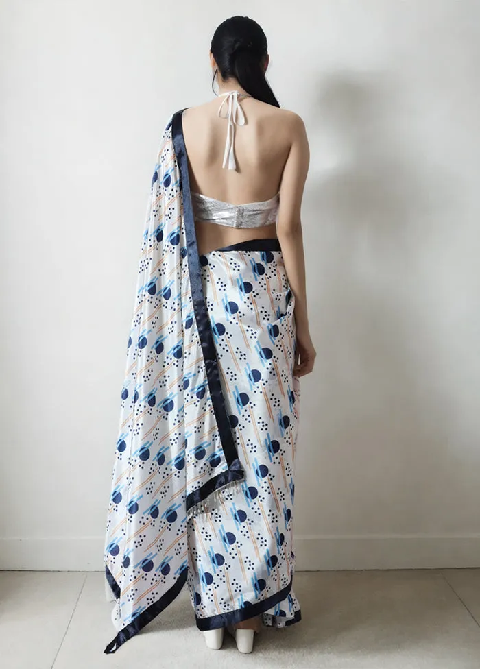 White Spun Silk Saree With Blouse Piece