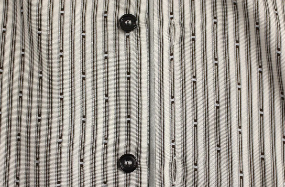 White Striped SILK Pajama Nightshirt Sleepwear