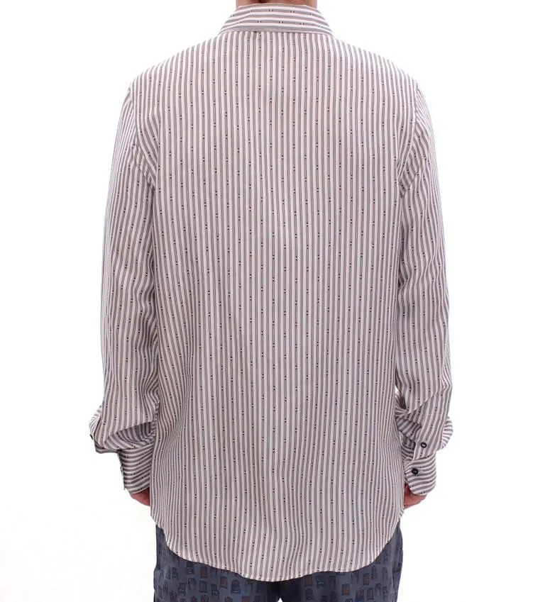 White Striped SILK Pajama Nightshirt Sleepwear