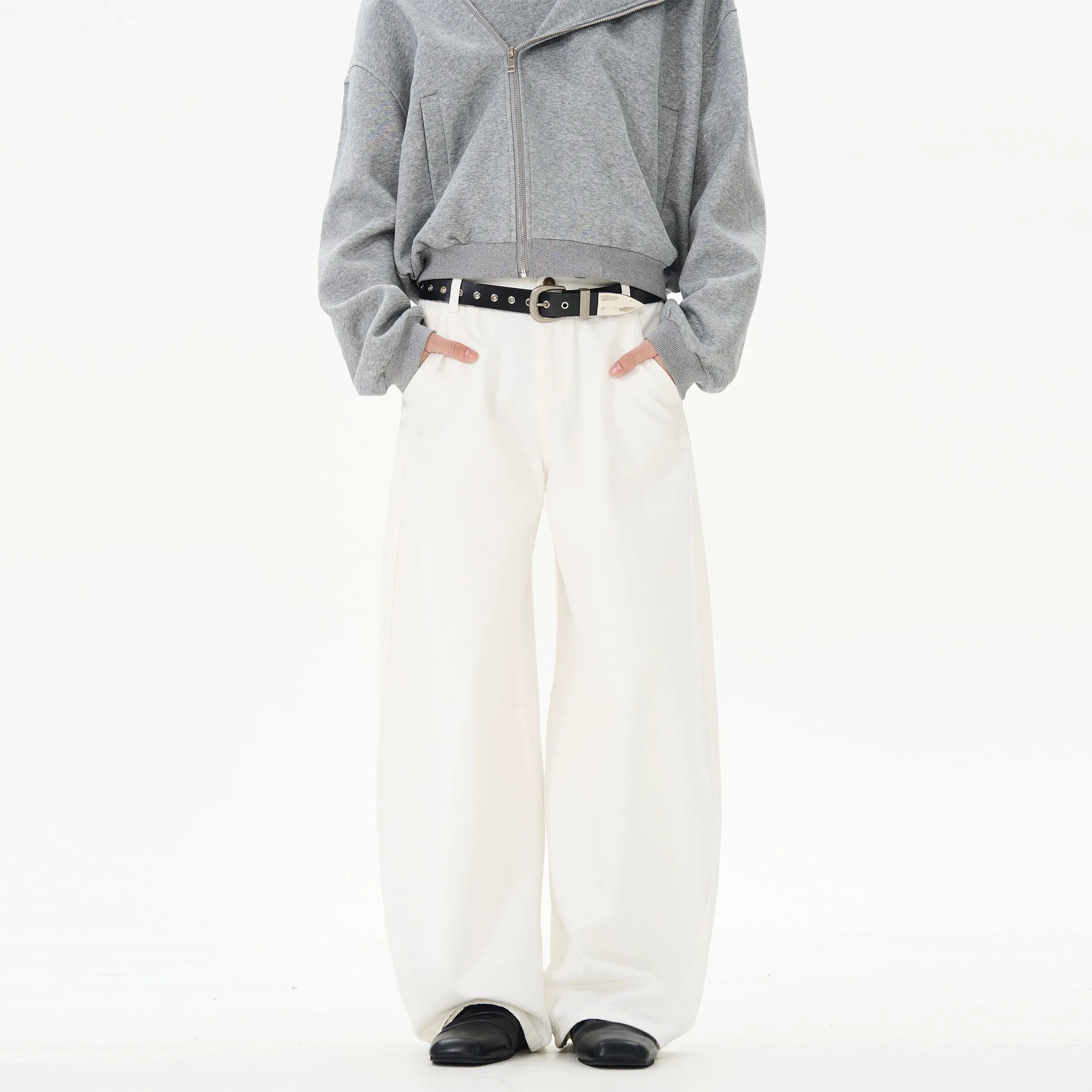 White Wide-leg Straight Jeans