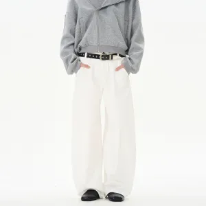 White Wide-leg Straight Jeans
