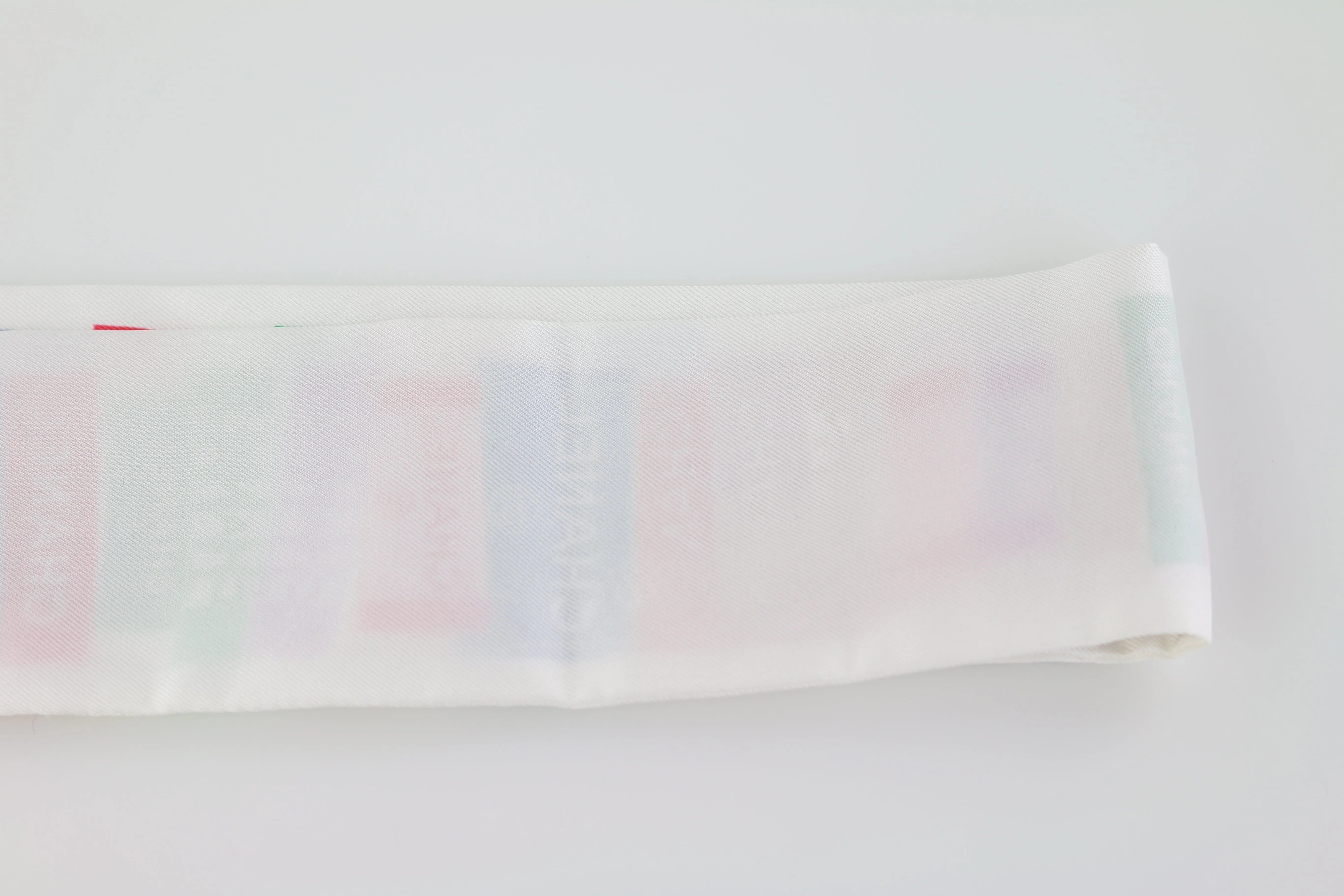 White/Multicolor Label Silk Bandeau Scarf