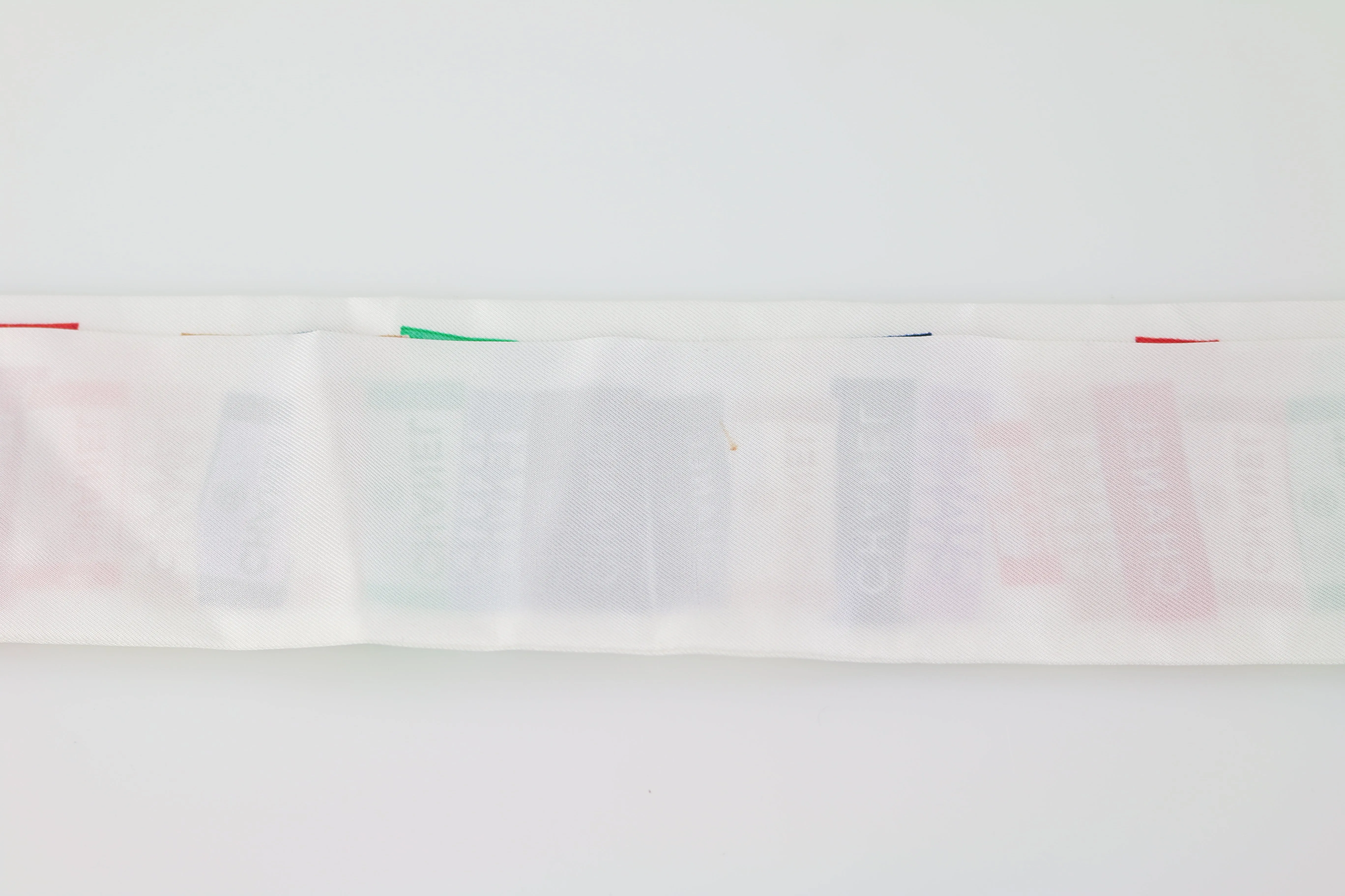 White/Multicolor Label Silk Bandeau Scarf