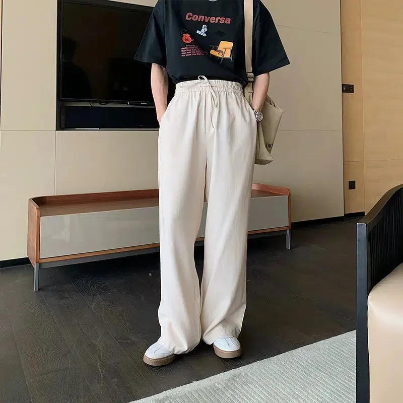 Wide-leg Straight Linen Pants