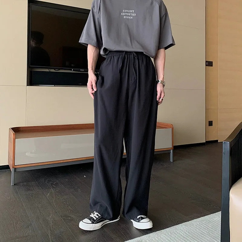 Wide-leg Straight Linen Pants
