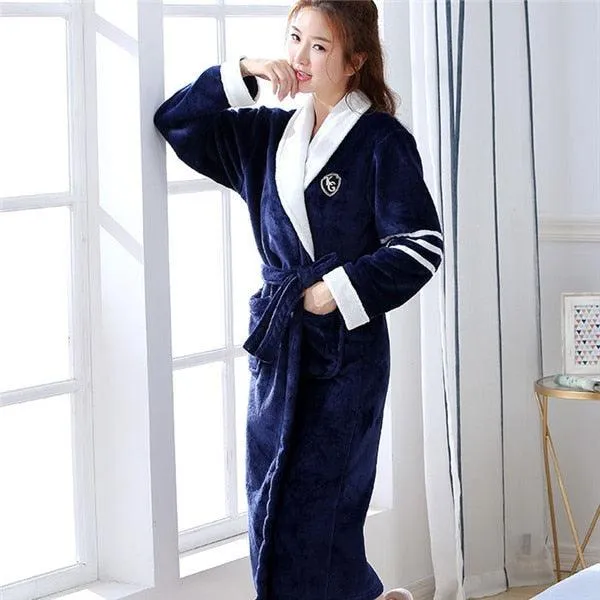 Winter Thick Warm Female Coral Fleece Kimono Robe