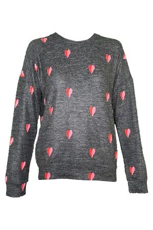 With A Kiss Long Sleeve Top in Slate