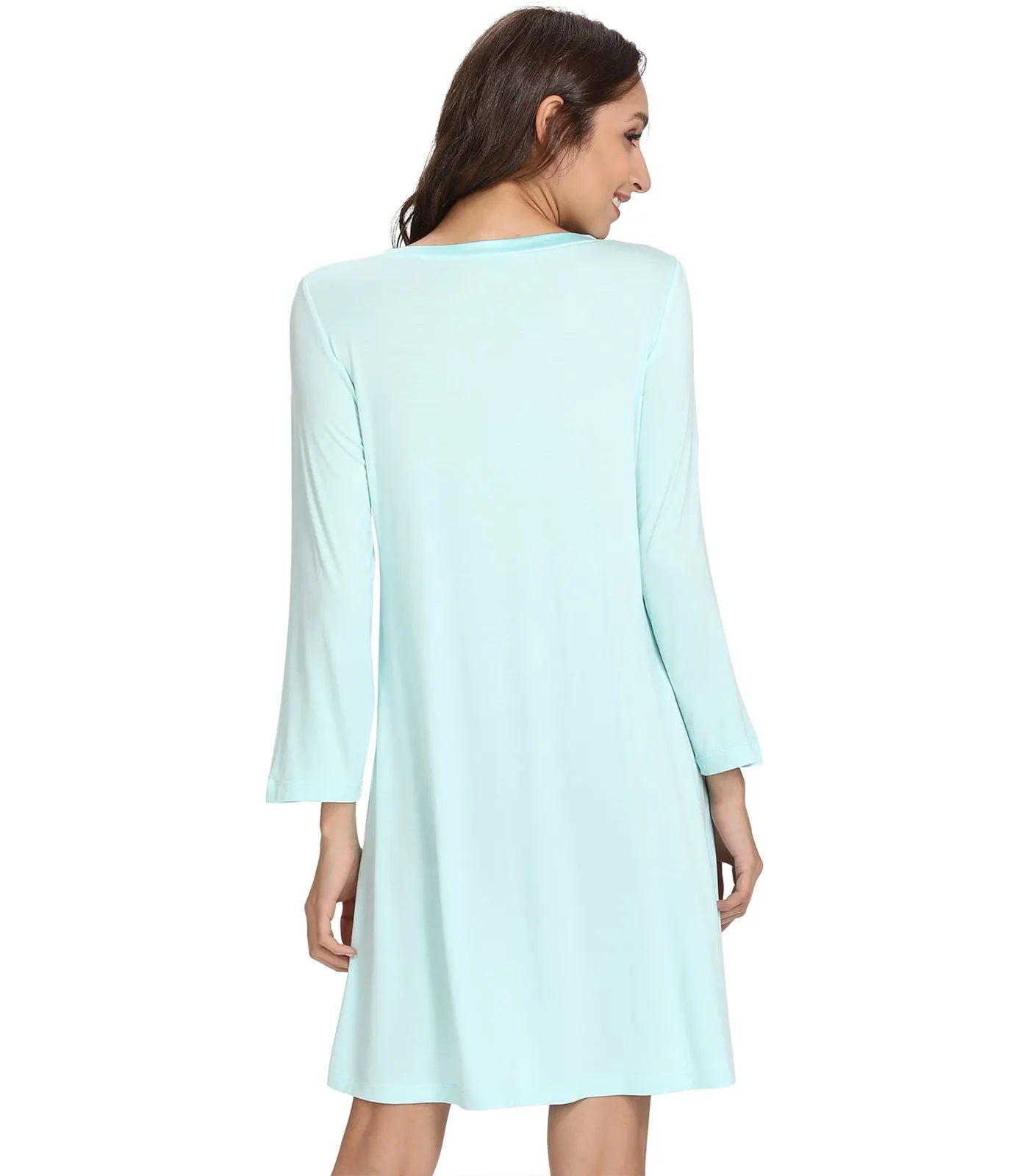 WiWi Nightgowns Soft Long Sleeve Nightshirts