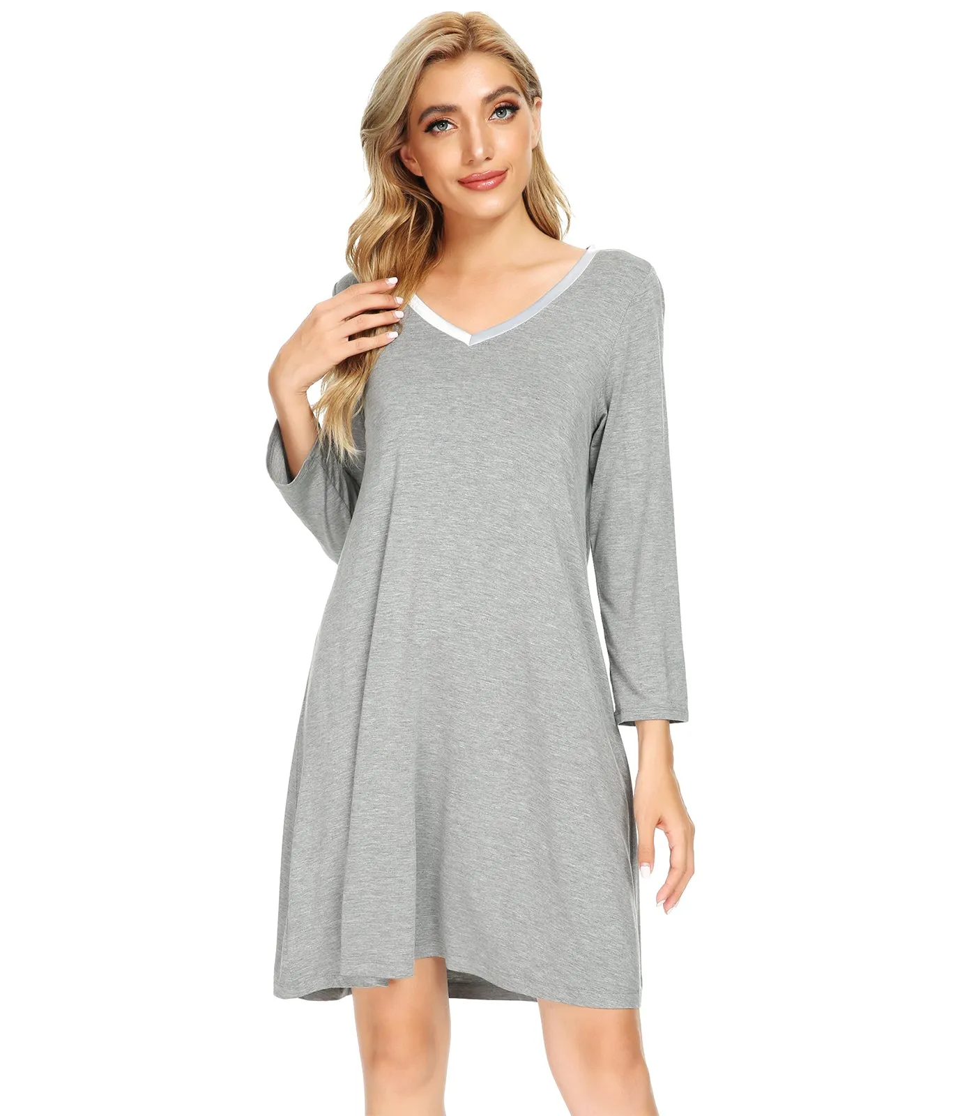 WiWi Nightgowns Soft Long Sleeve Nightshirts