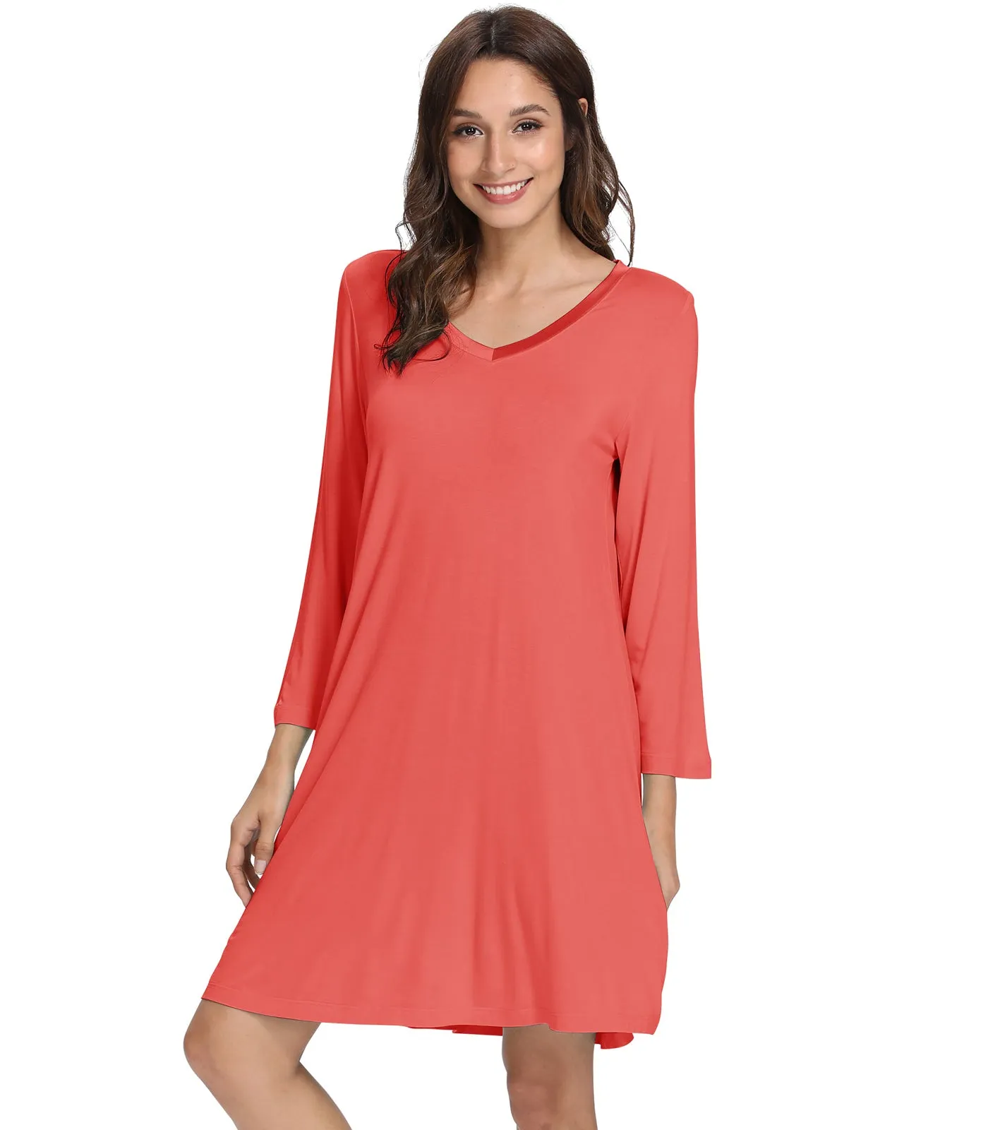 WiWi Nightgowns Soft Long Sleeve Nightshirts