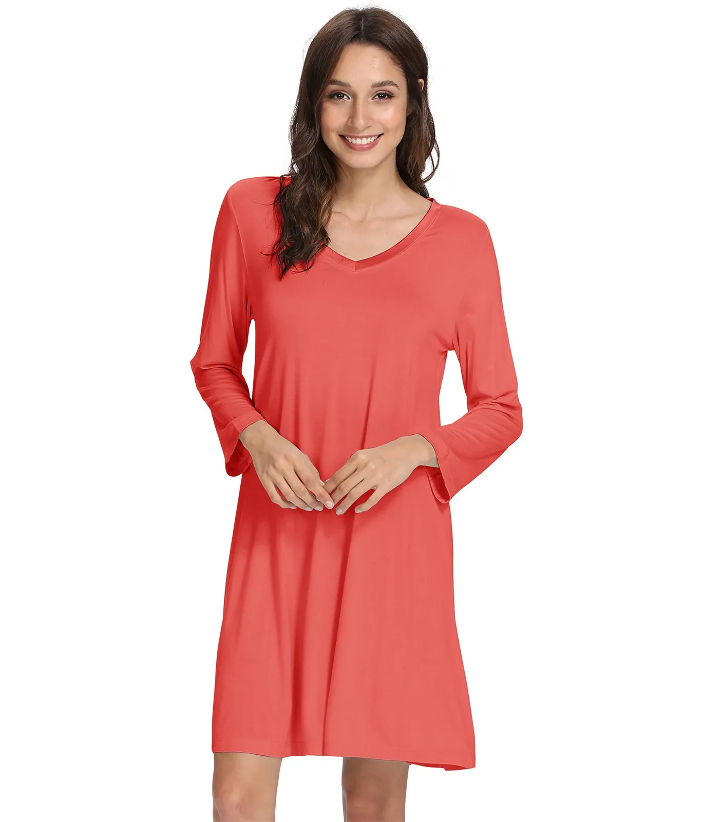 WiWi Nightgowns Soft Long Sleeve Nightshirts
