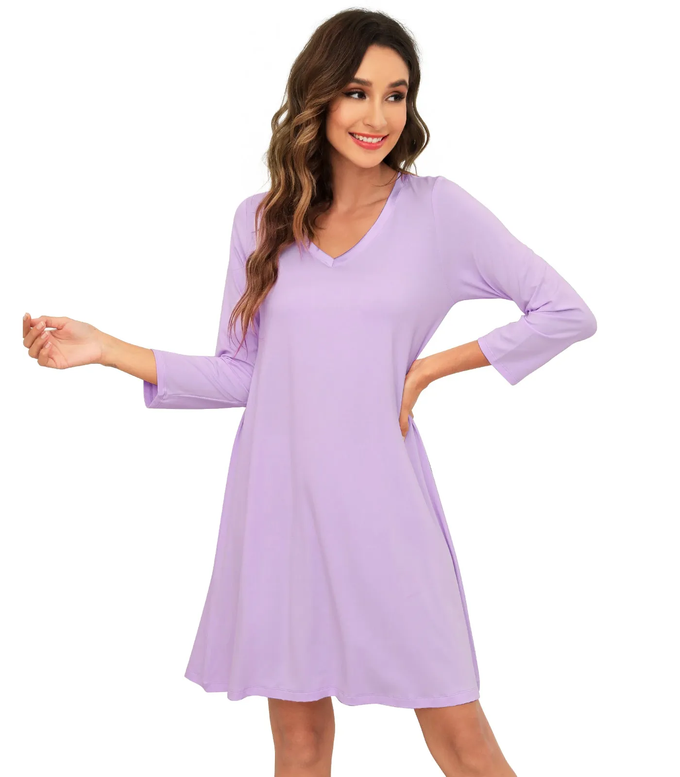 WiWi Nightgowns Soft Long Sleeve Nightshirts