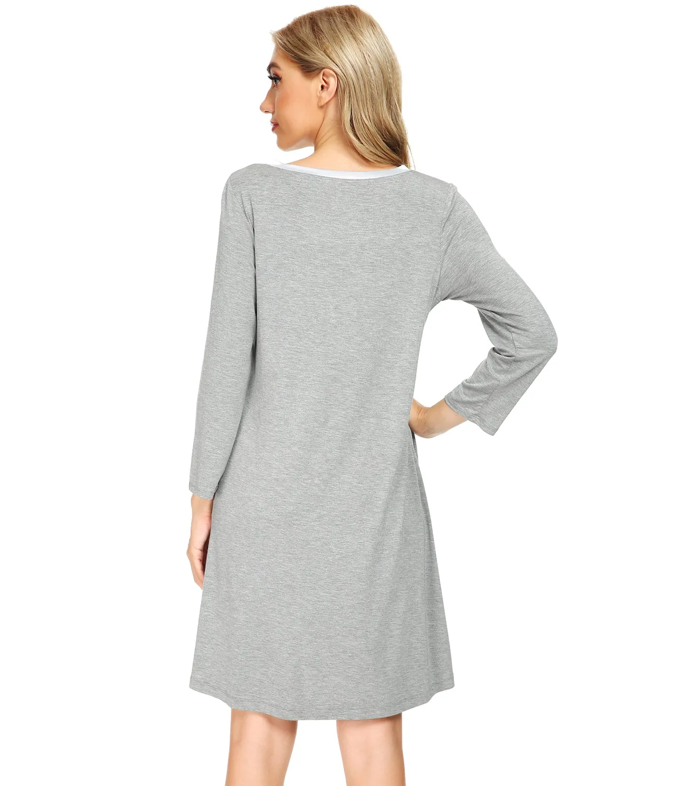 WiWi Nightgowns Soft Long Sleeve Nightshirts
