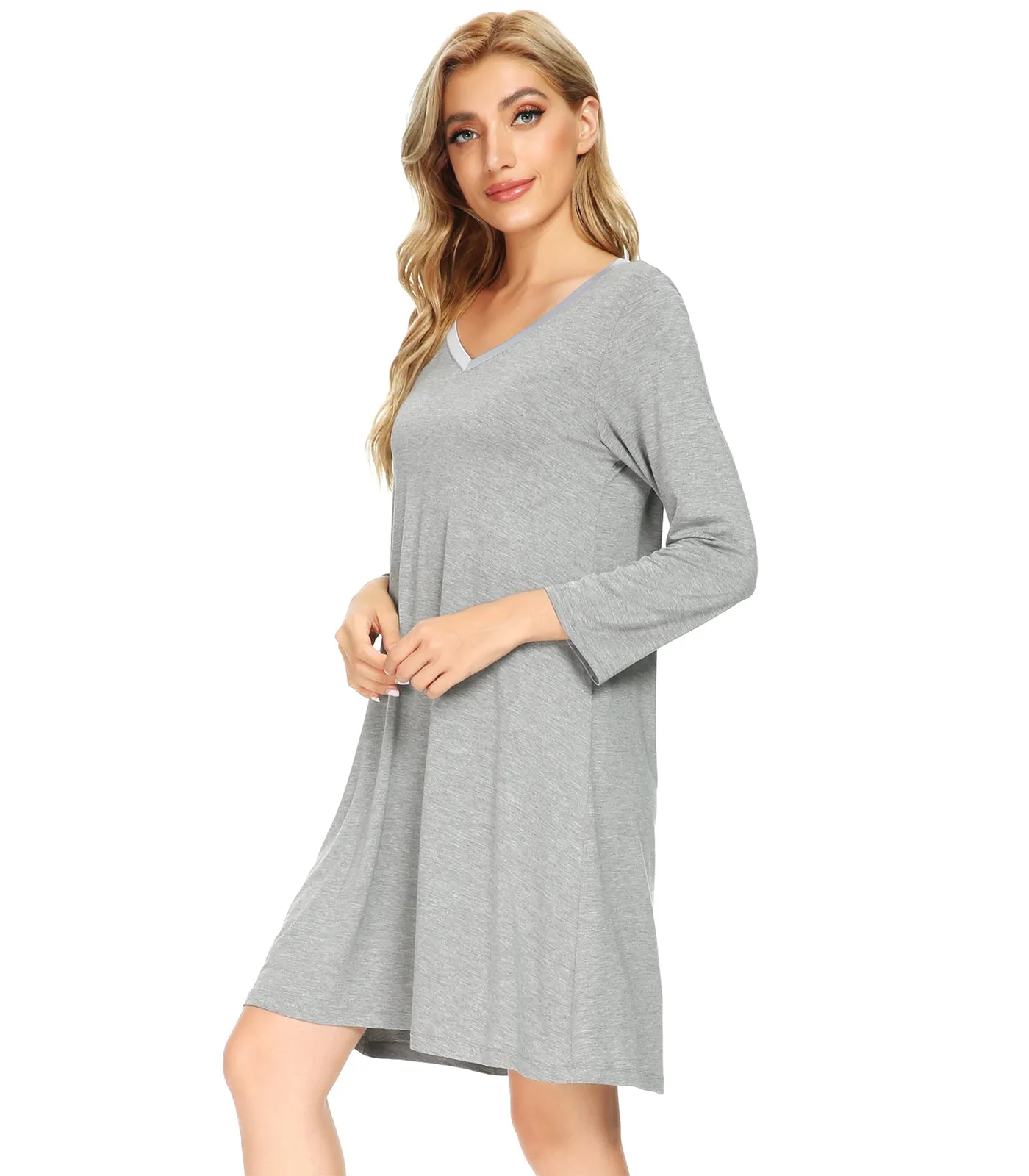 WiWi Nightgowns Soft Long Sleeve Nightshirts
