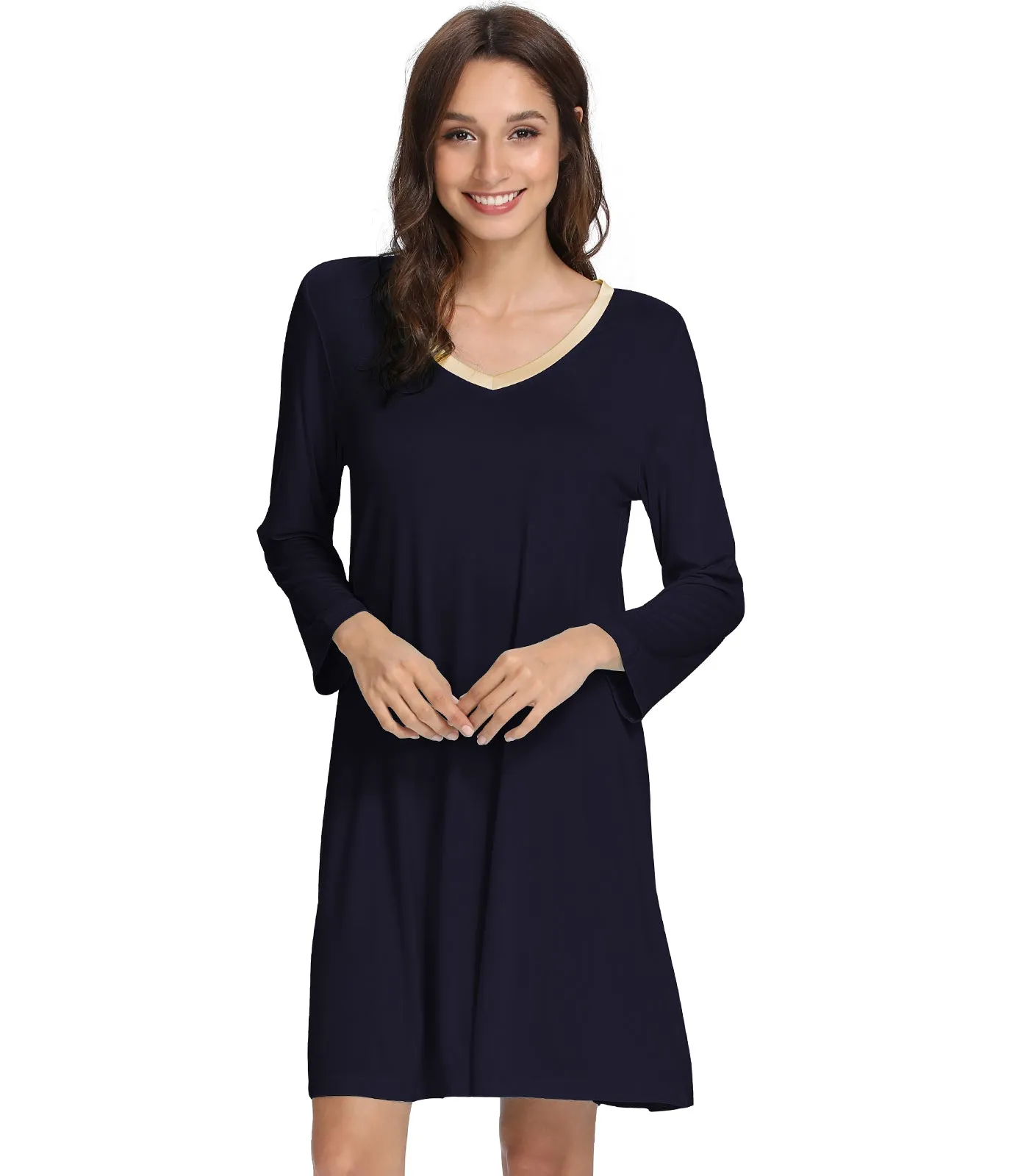 WiWi Nightgowns Soft Long Sleeve Nightshirts