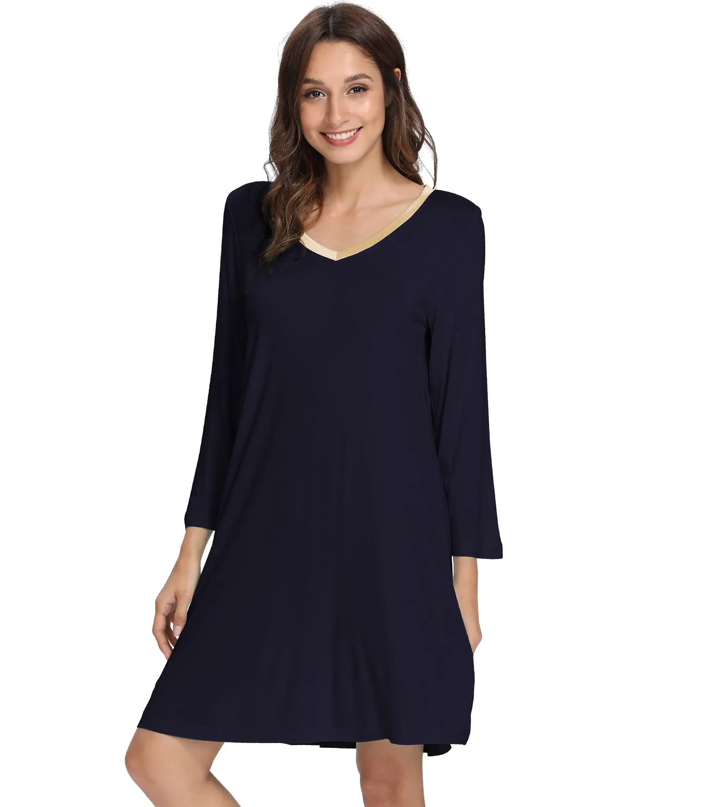 WiWi Nightgowns Soft Long Sleeve Nightshirts