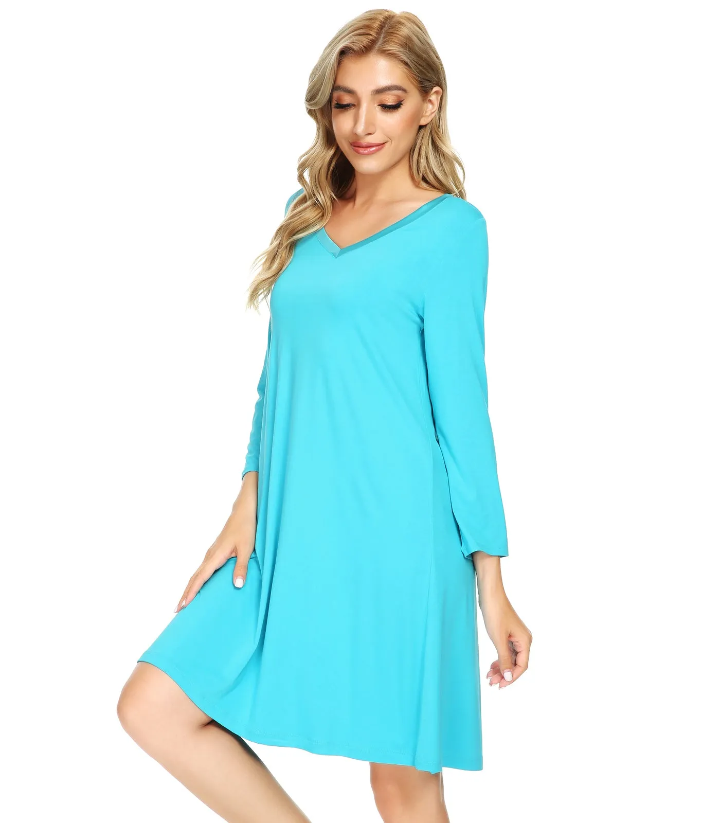 WiWi Nightgowns Soft Long Sleeve Nightshirts