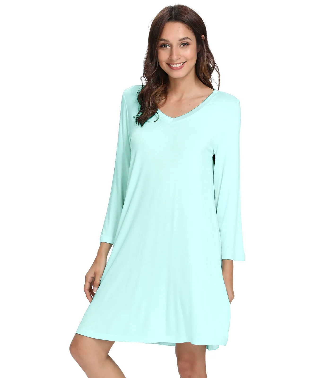 WiWi Nightgowns Soft Long Sleeve Nightshirts