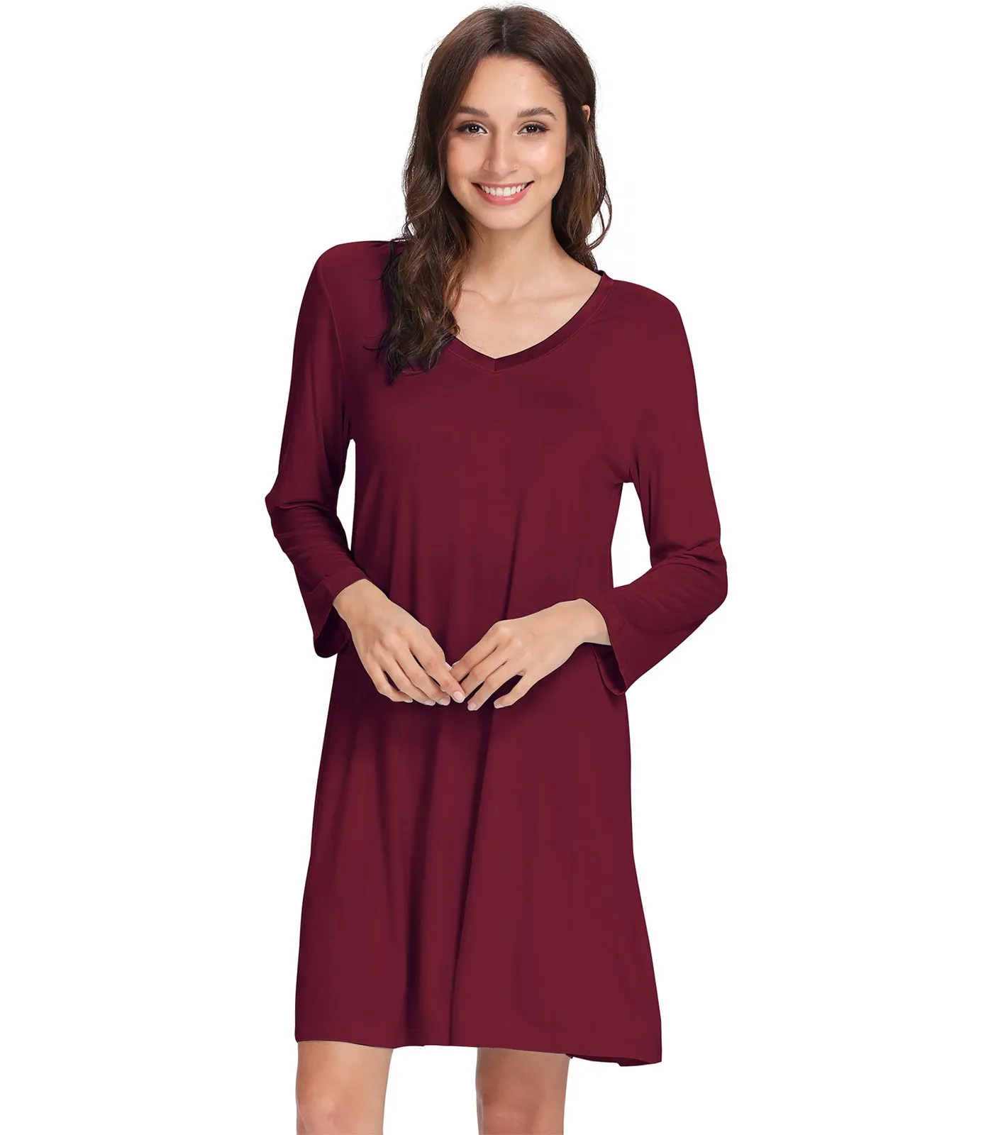 WiWi Nightgowns Soft Long Sleeve Nightshirts