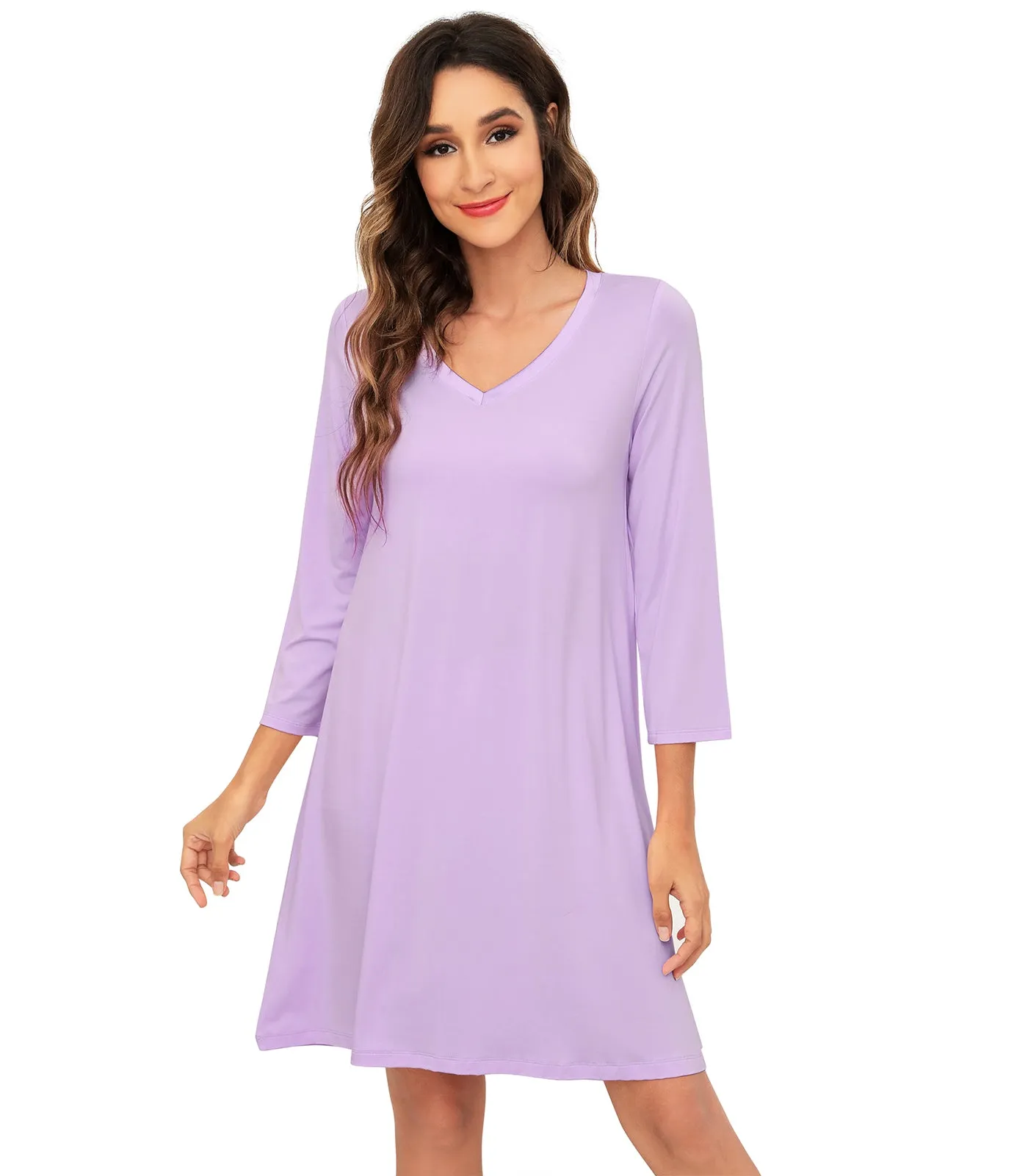 WiWi Nightgowns Soft Long Sleeve Nightshirts