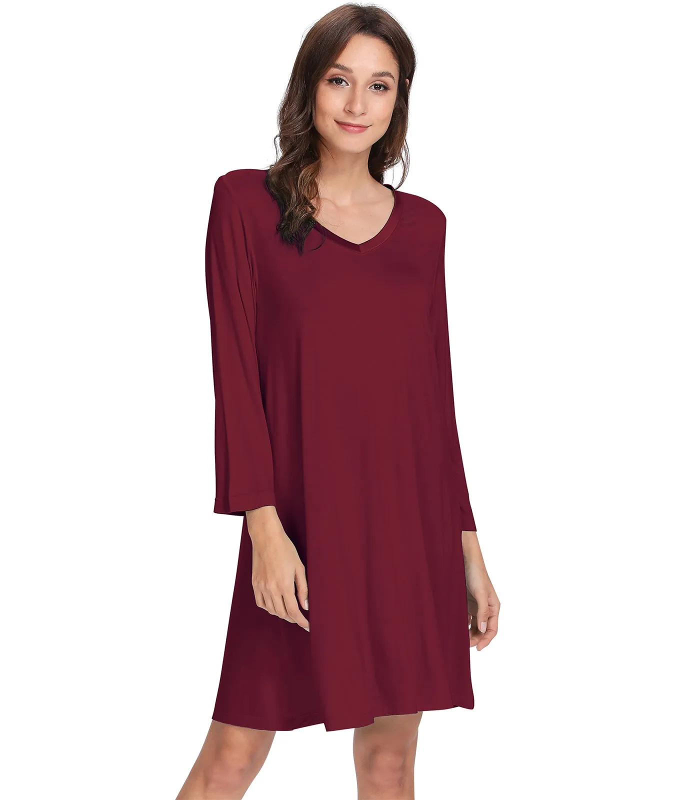 WiWi Nightgowns Soft Long Sleeve Nightshirts