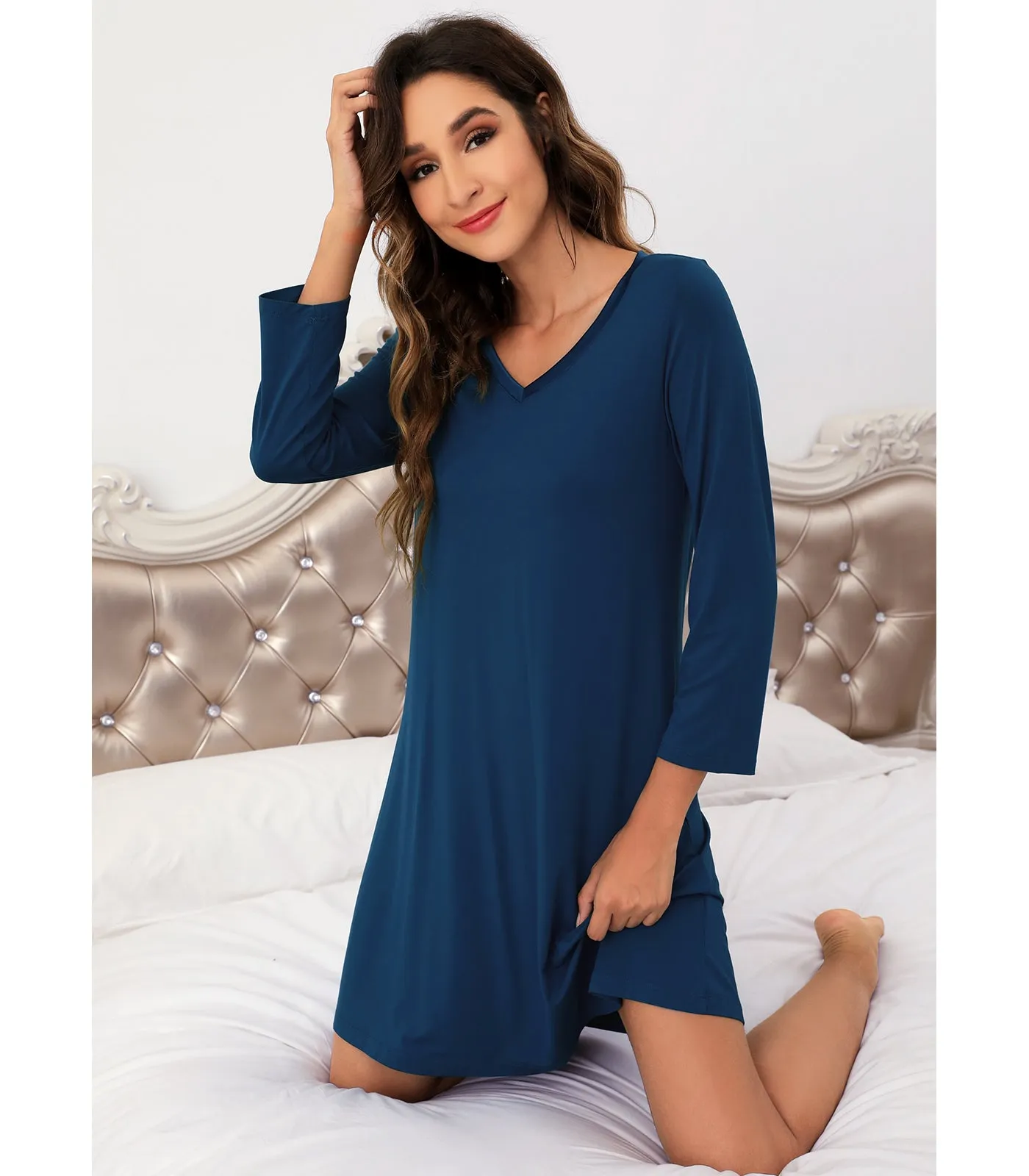WiWi Soft Long Sleeve Nightshirts for women
