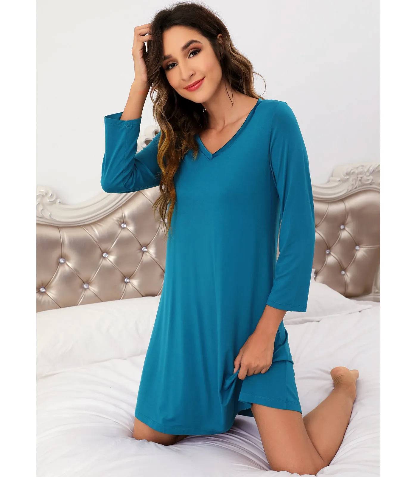 WiWi Soft Long Sleeve Nightshirts for women