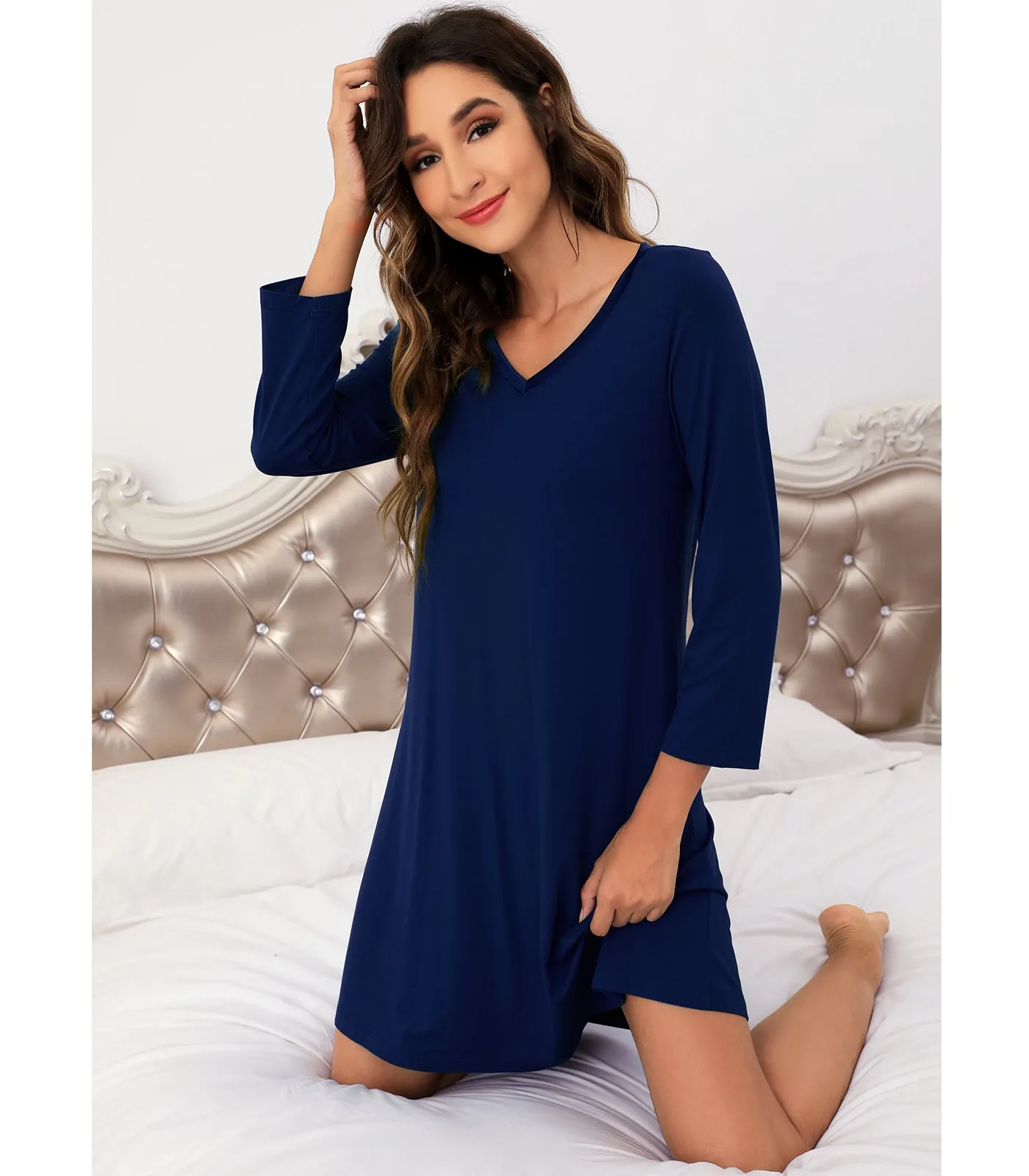 WiWi Soft Long Sleeve Nightshirts for women