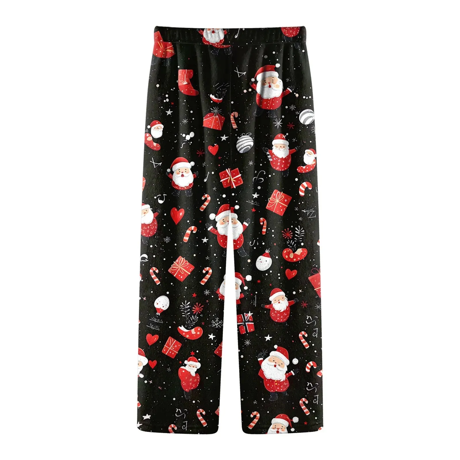 Women Fashion Pants Christmas Pajamas Flannel Comfortable Pants Stright Long Wide leg pants