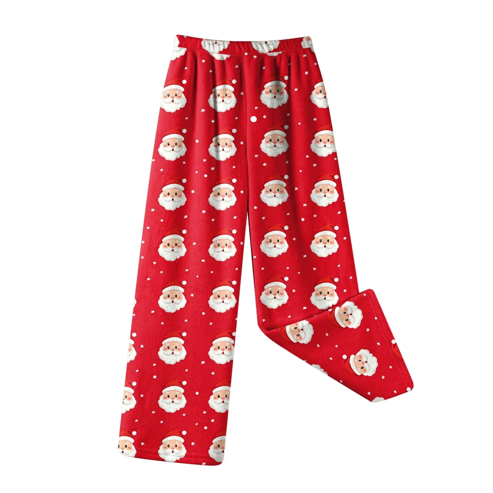 Women Fashion Pants Christmas Pajamas Flannel Comfortable Pants Stright Long Wide leg pants