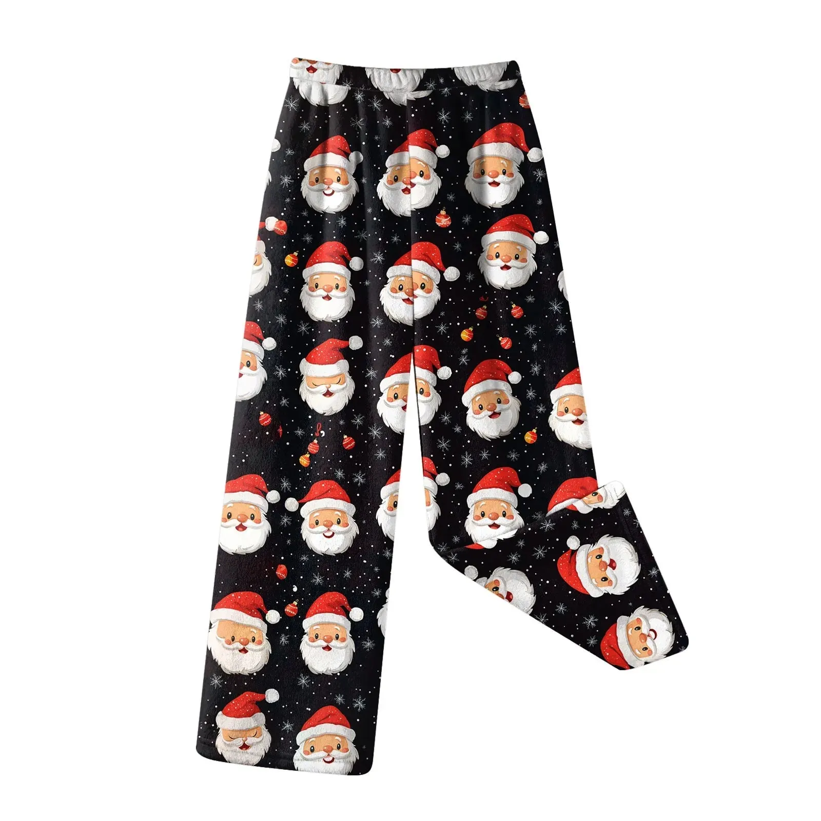 Women Fashion Pants Christmas Pajamas Flannel Comfortable Pants Stright Long Wide leg pants