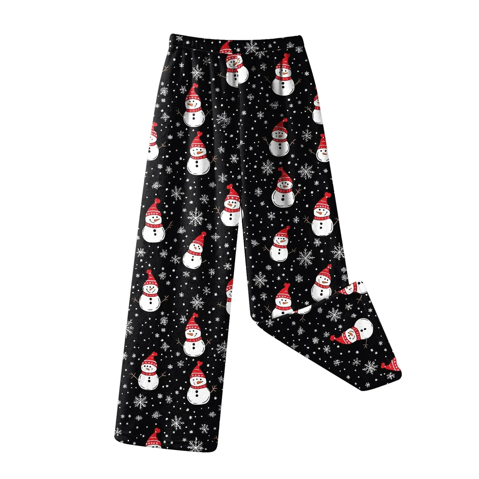 Women Fashion Pants Christmas Pajamas Flannel Comfortable Pants Stright Long Wide leg pants