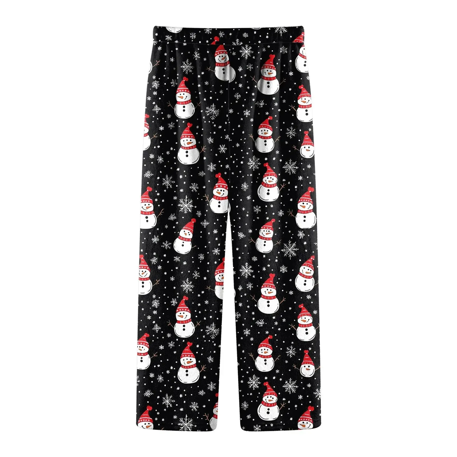 Women Fashion Pants Christmas Pajamas Flannel Comfortable Pants Stright Long Wide leg pants
