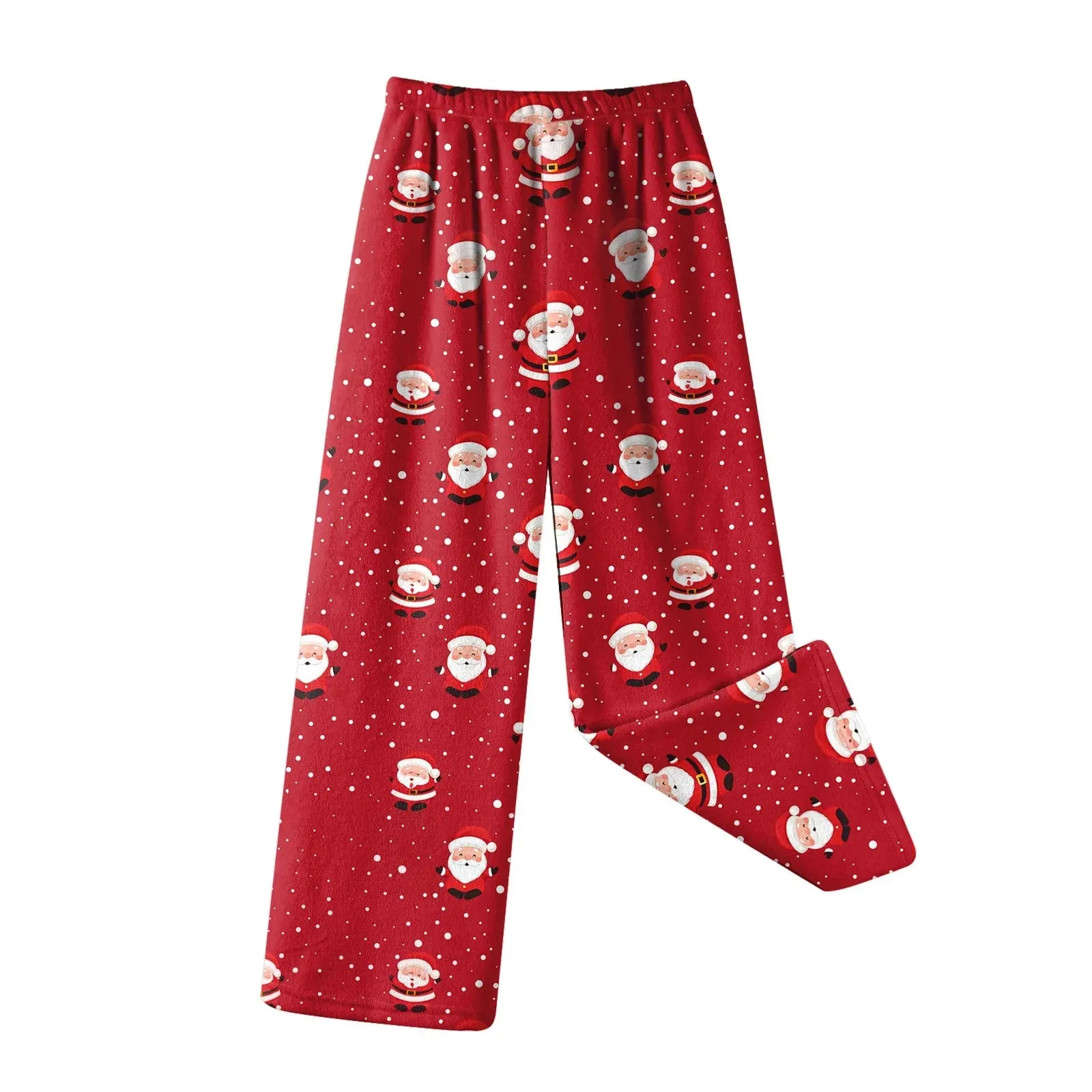 Women Fashion Pants Christmas Pajamas Flannel Comfortable Pants Stright Long Wide leg pants