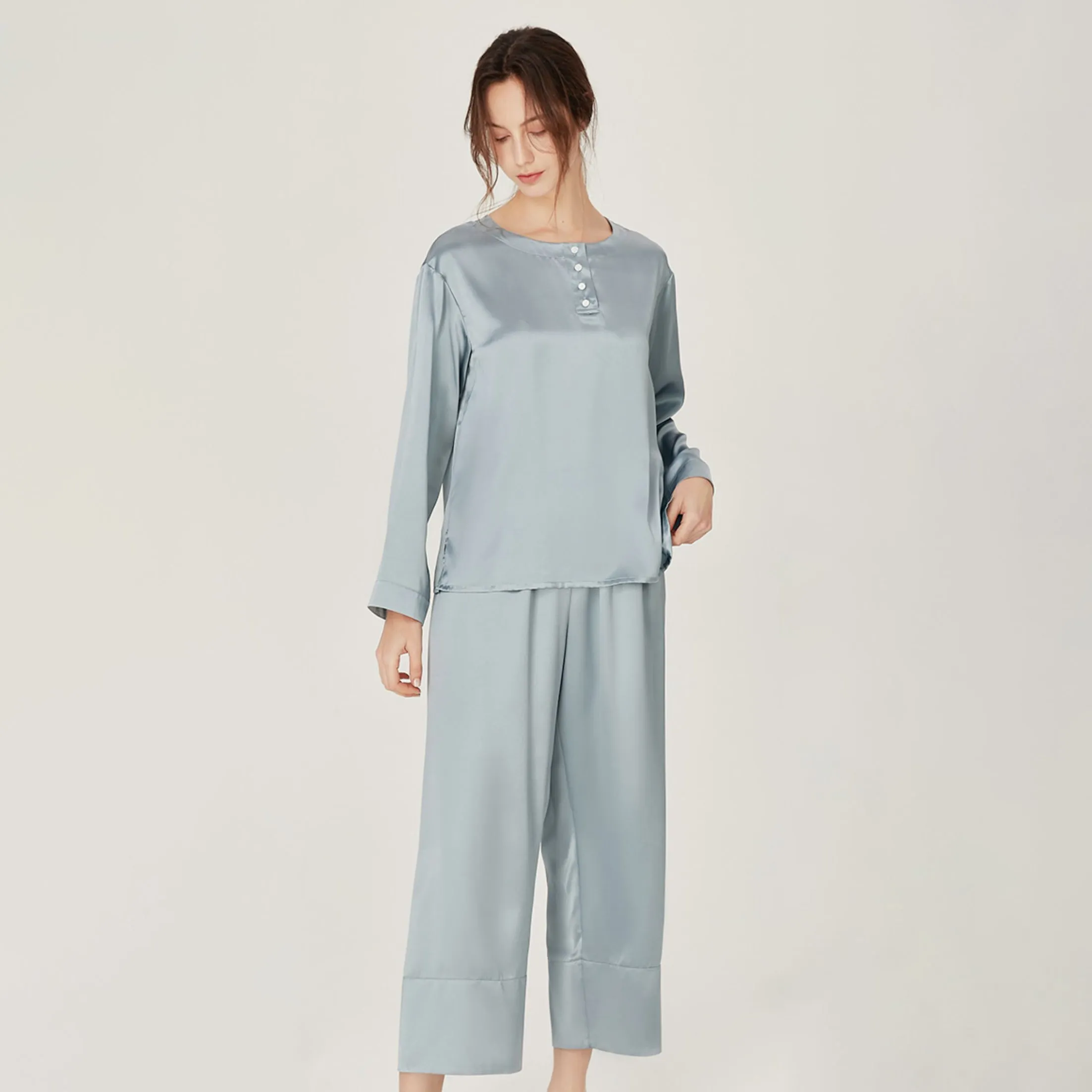 Women Loose Silk Sleepwear 100% Silk Pajama Set