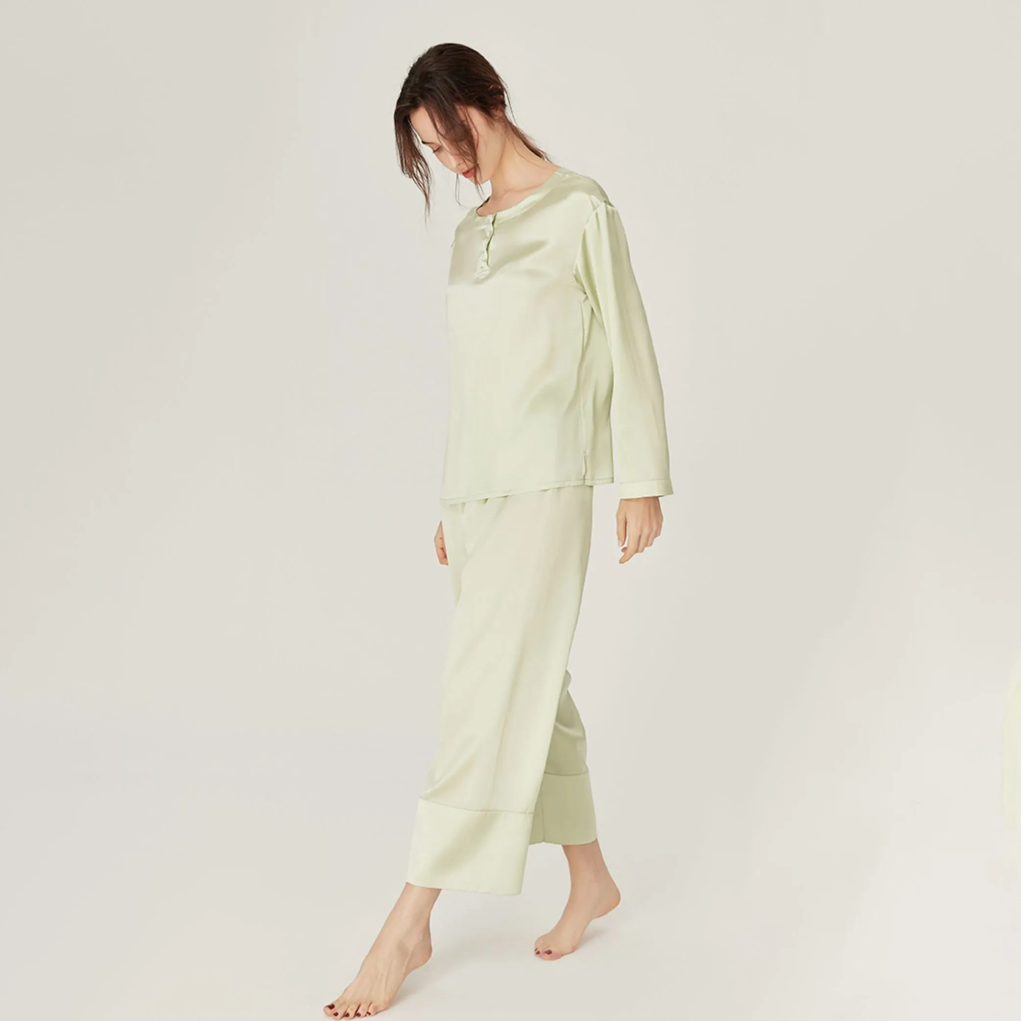 Women Loose Silk Sleepwear 100% Silk Pajama Set