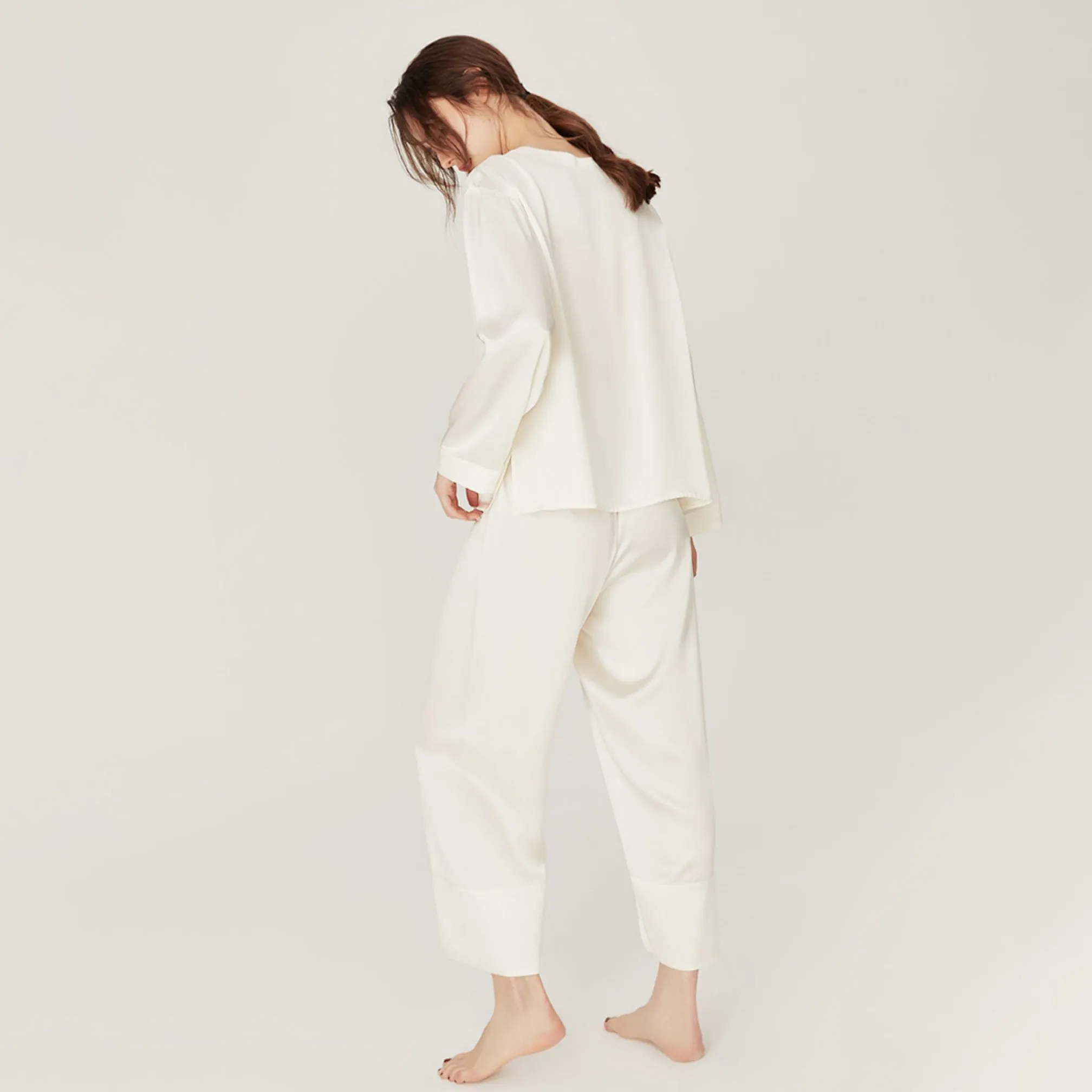 Women Loose Silk Sleepwear 100% Silk Pajama Set